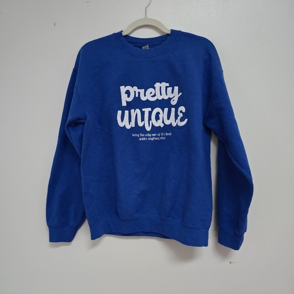 Sapphire Blue Screen Print Crewneck Sweatshirt Size M - Picture 1 of 10